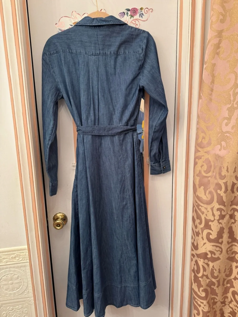 LOFT Chambray Button-Front Shirt Dress in Medium Blue - Picture 2 of 4